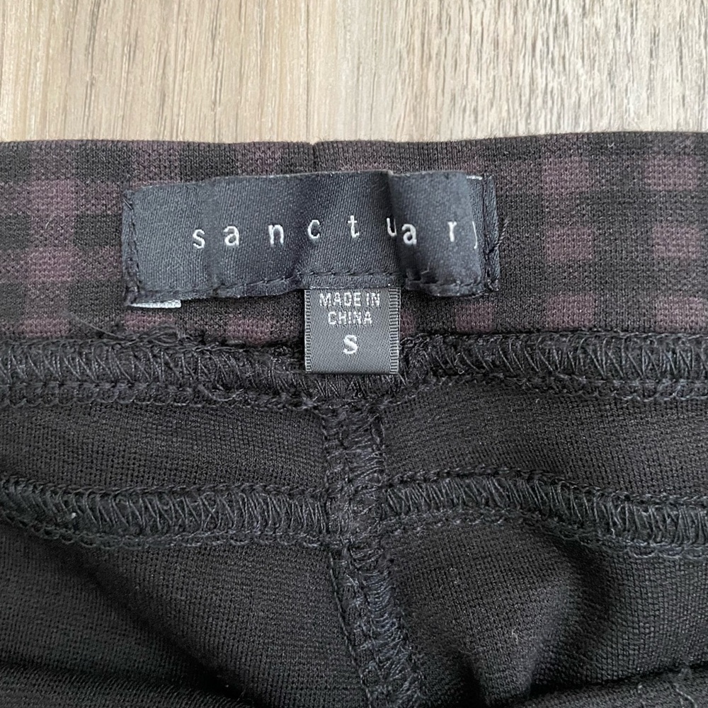 Sanctuary Plaid Leggings Purple Black Women’s Small Stretch Pants - Picture 8 of 9